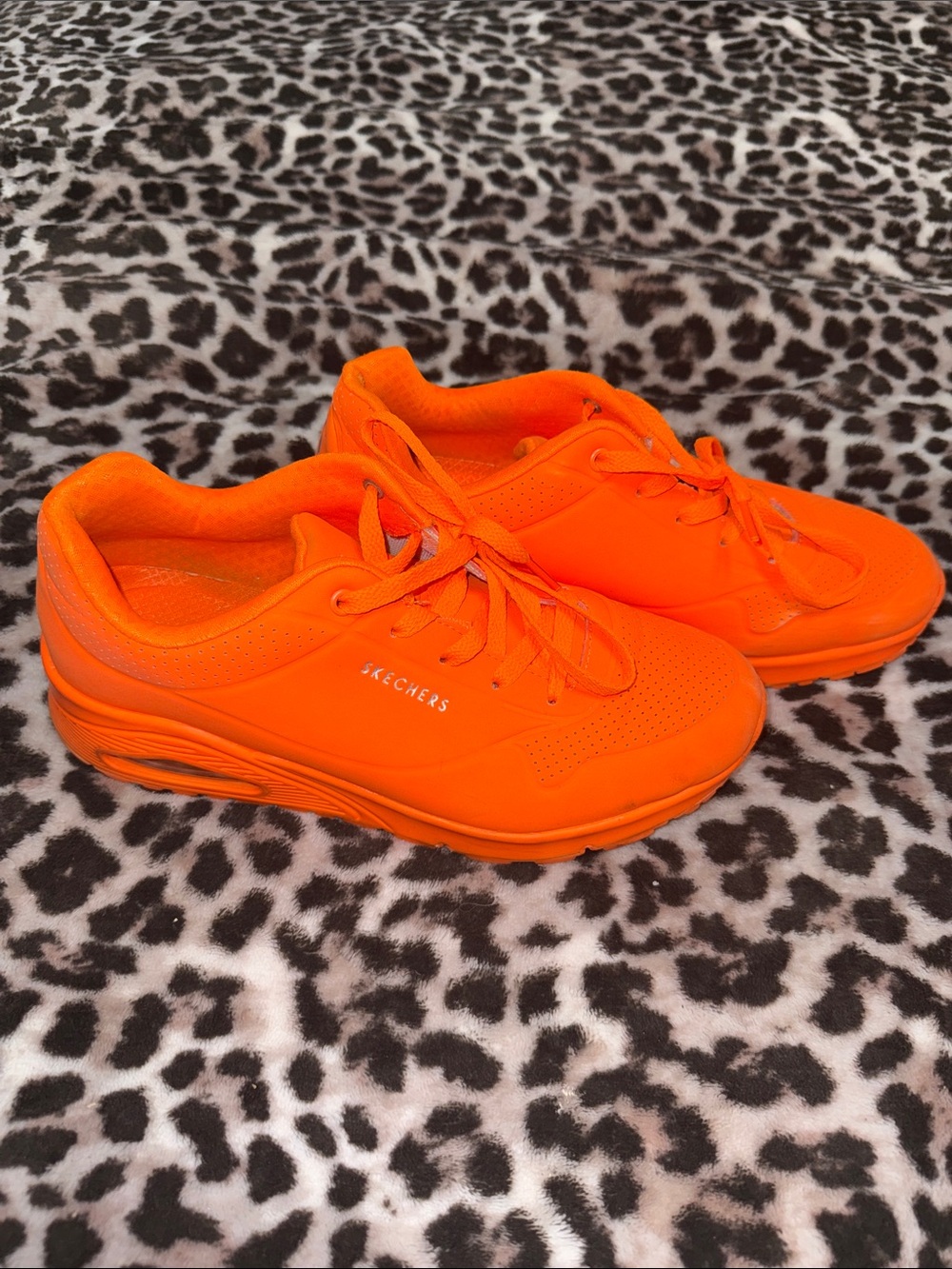 Skechers Neon Orange Lace-Up Sneakers - Picture 2 of 4